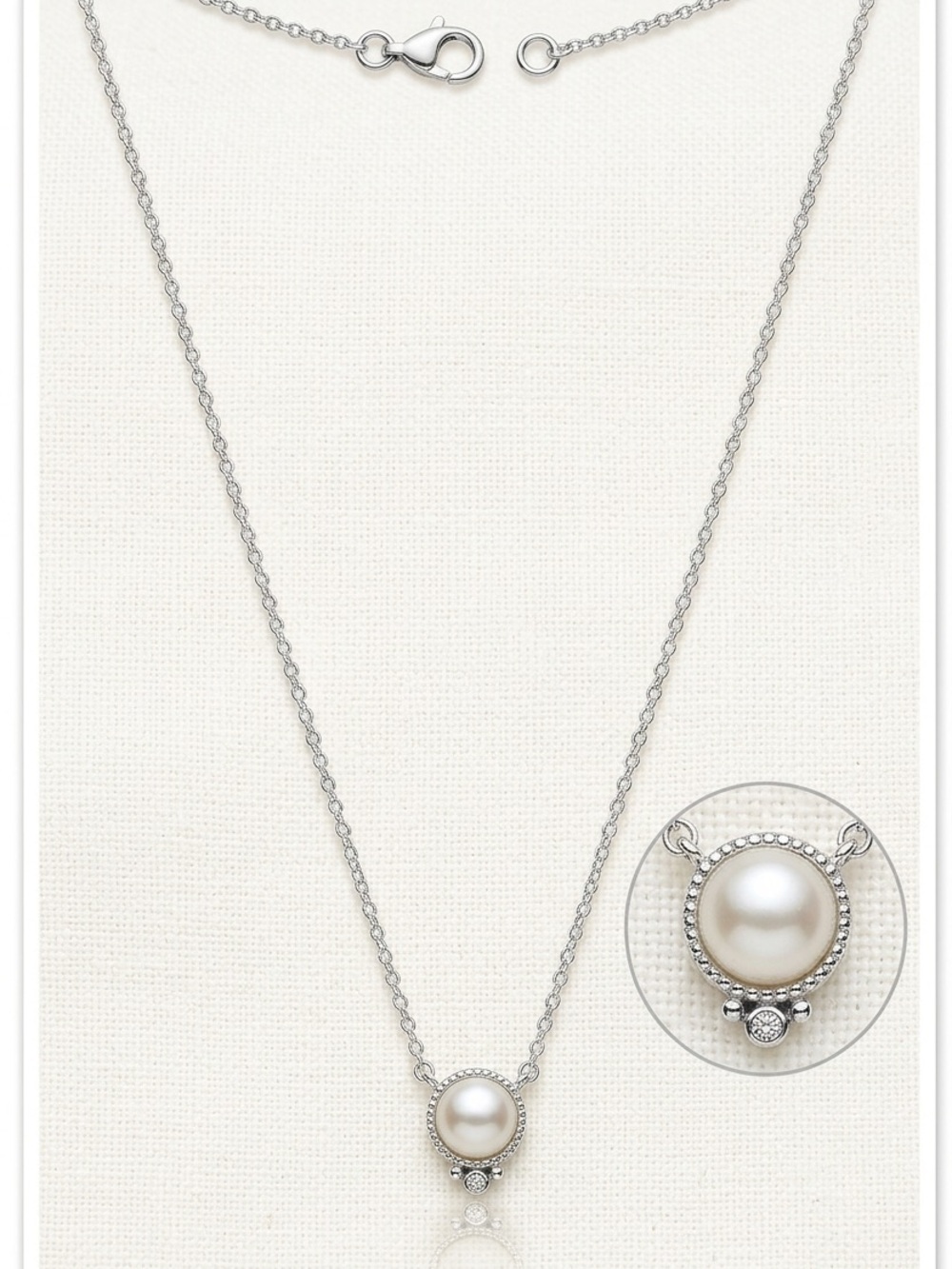Judith Ripka 925 Sterling Silver 10mm Mabe Pearl Dew Drop Necklace 20”